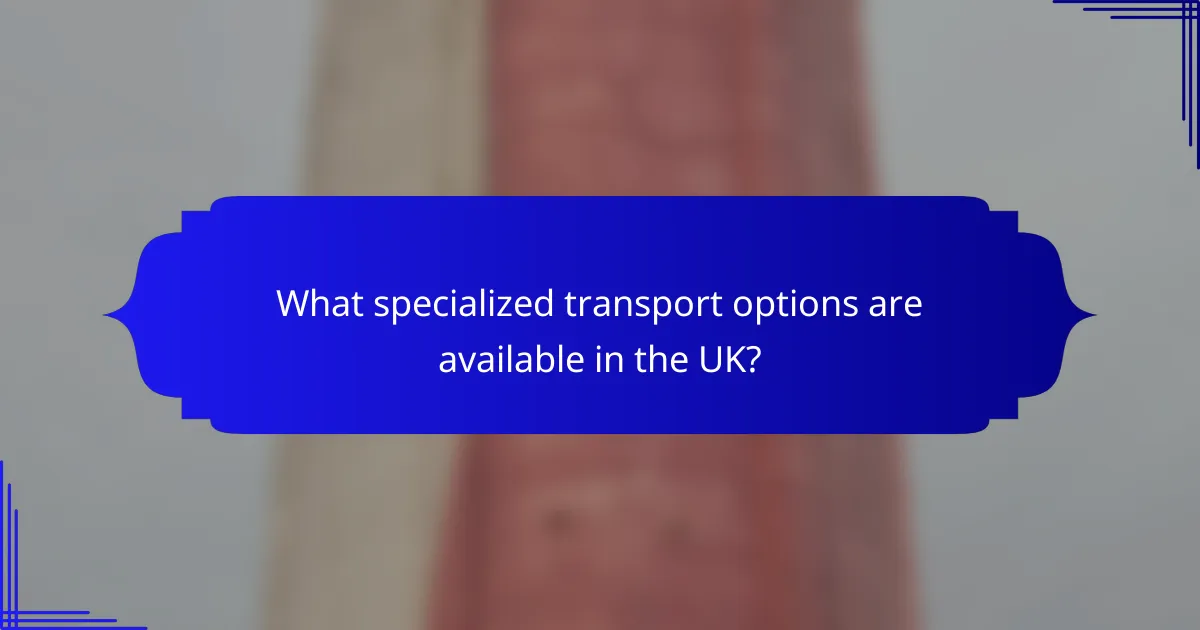 What specialized transport options are available in the UK?